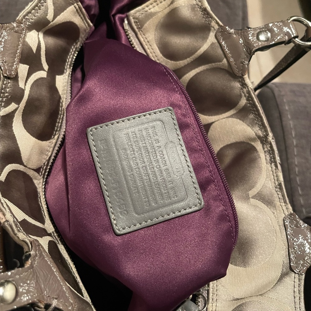 Authentic Coach Gray Pieced Patchwork Leather Sue… - image 4